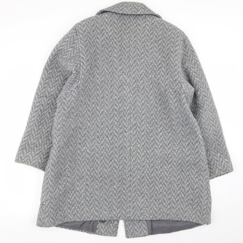 Preworn Womens Grey Geometric  Overcoat Coat Size 16