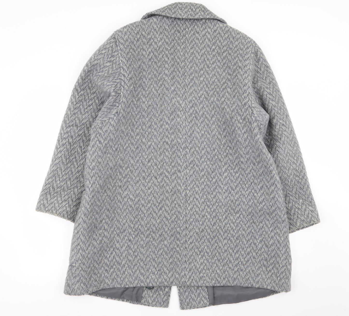 Preworn Womens Grey Geometric  Overcoat Coat Size 16