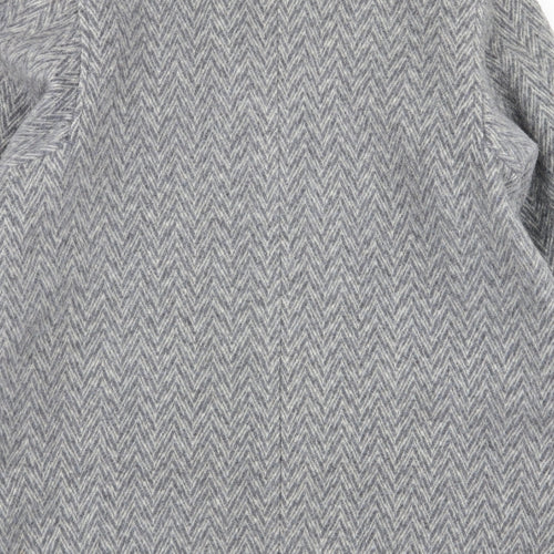 Preworn Womens Grey Geometric  Overcoat Coat Size 16