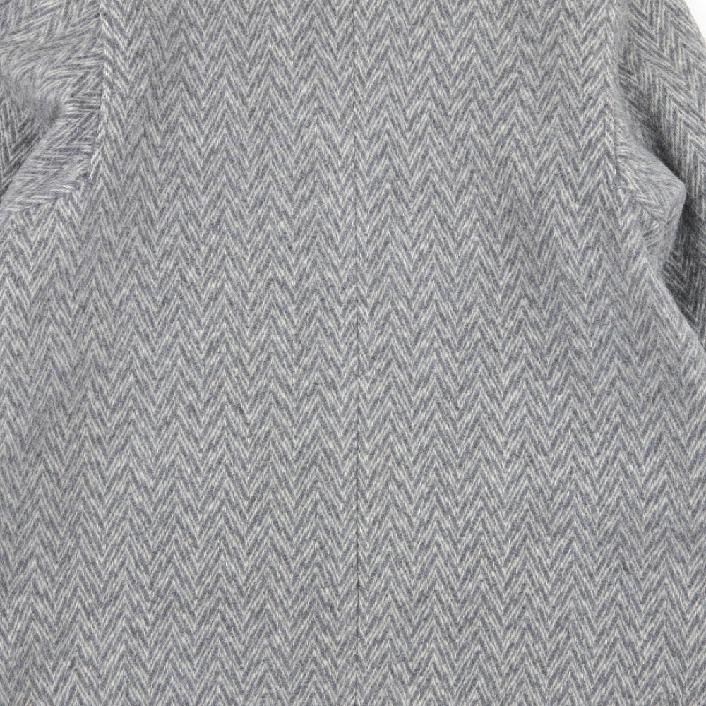 Preworn Womens Grey Geometric  Overcoat Coat Size 16