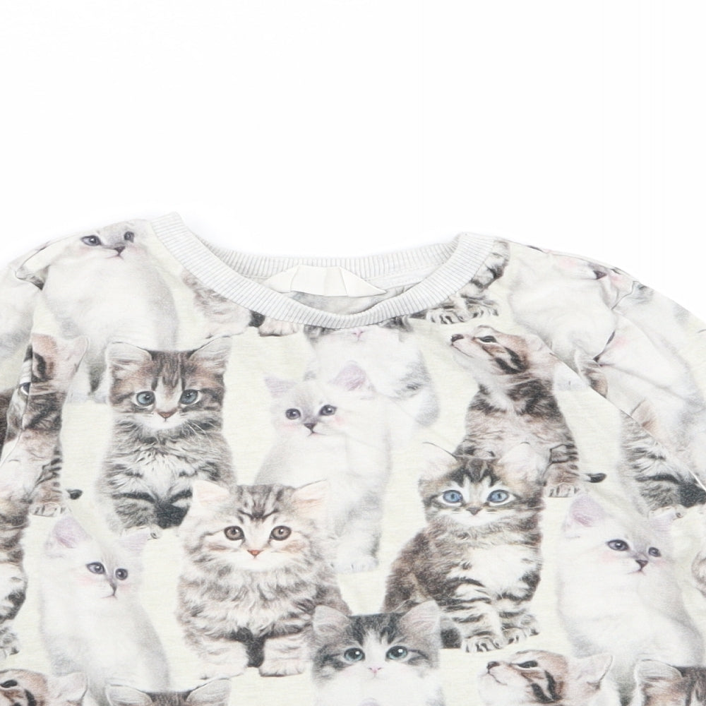 H&M Girls Multicoloured Animal Print  Pullover Jumper Size 7-8 Years