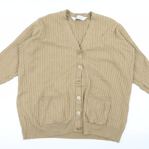 st michael Womens Beige Geometric  Cardigan Jumper Size 18