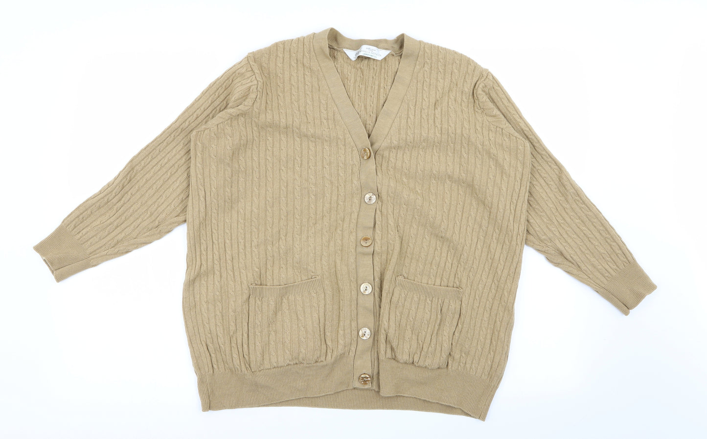 st michael Womens Beige Geometric  Cardigan Jumper Size 18