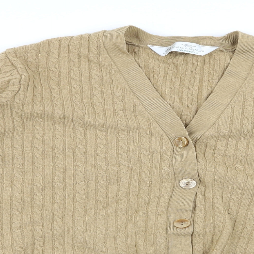 st michael Womens Beige Geometric  Cardigan Jumper Size 18