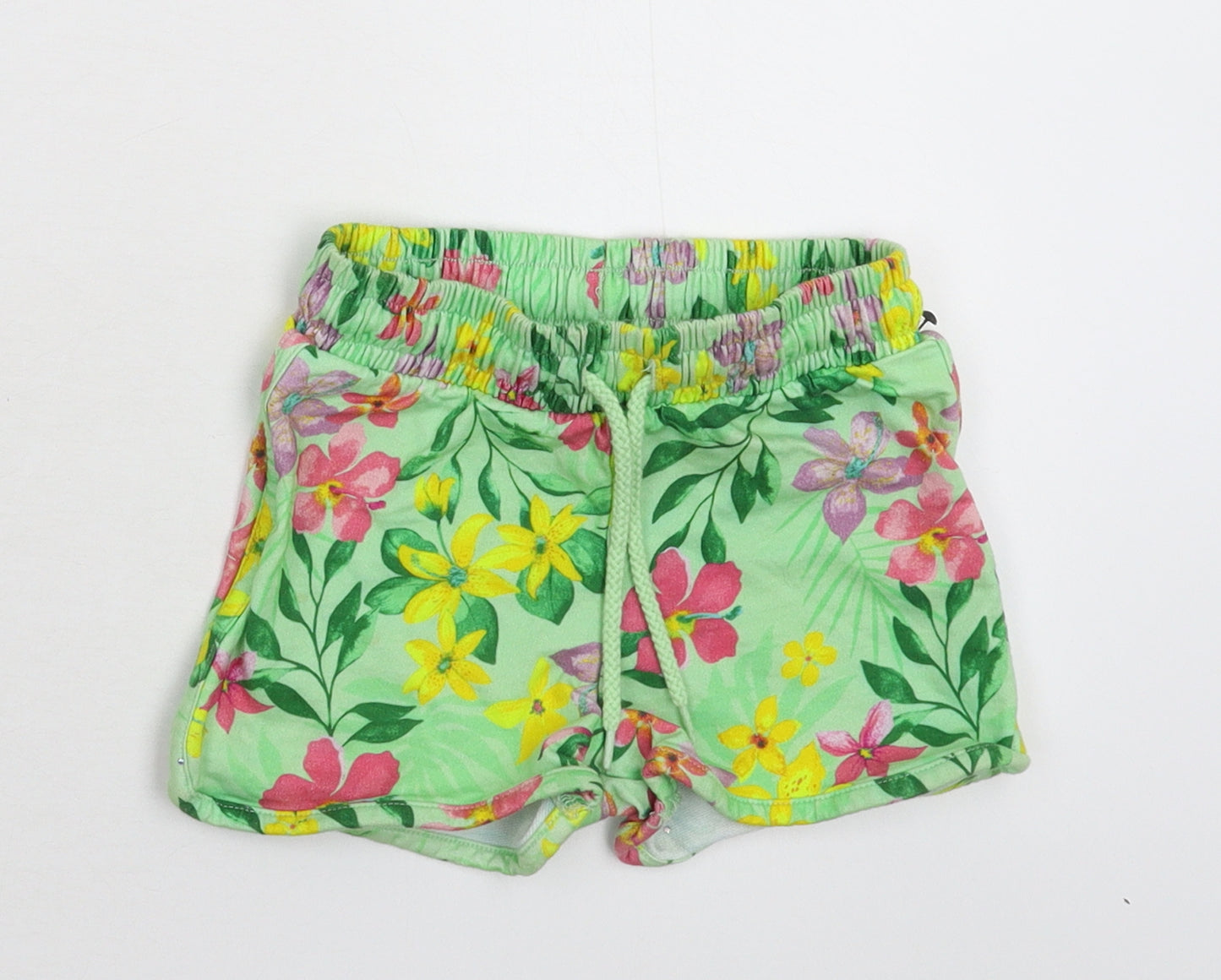 NEXT Girls Green Floral  Sweat Shorts Size 3 Years