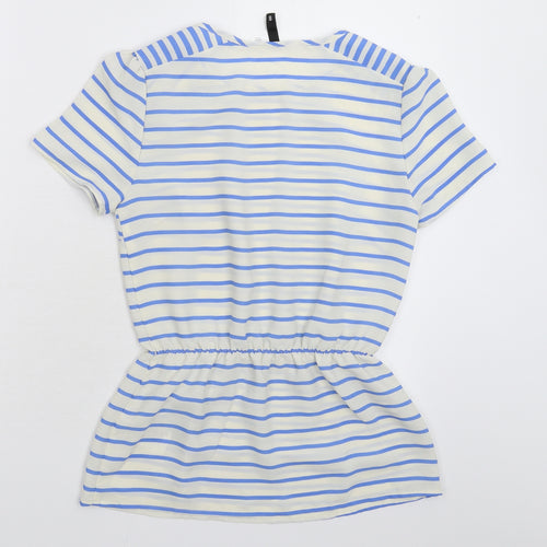 Divided Womens White Striped  Basic Blouse Size 8