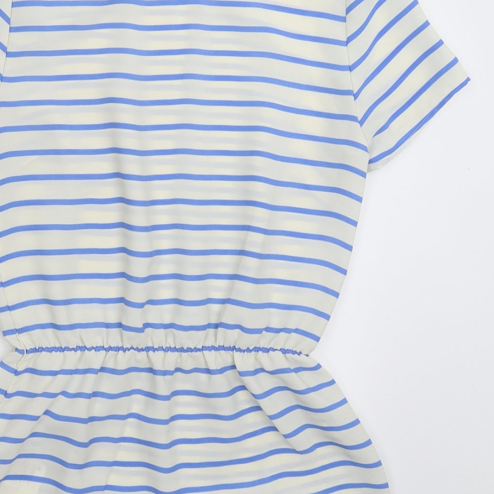 Divided Womens White Striped  Basic Blouse Size 8