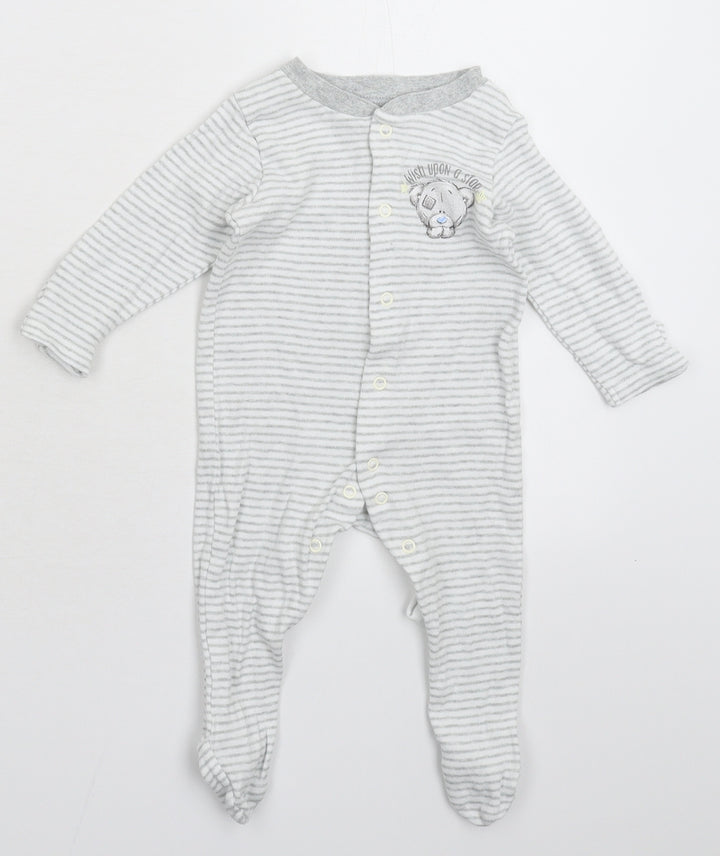 Marks and Spencer Baby White Striped  Babygrow One-Piece Size 3-6 Months