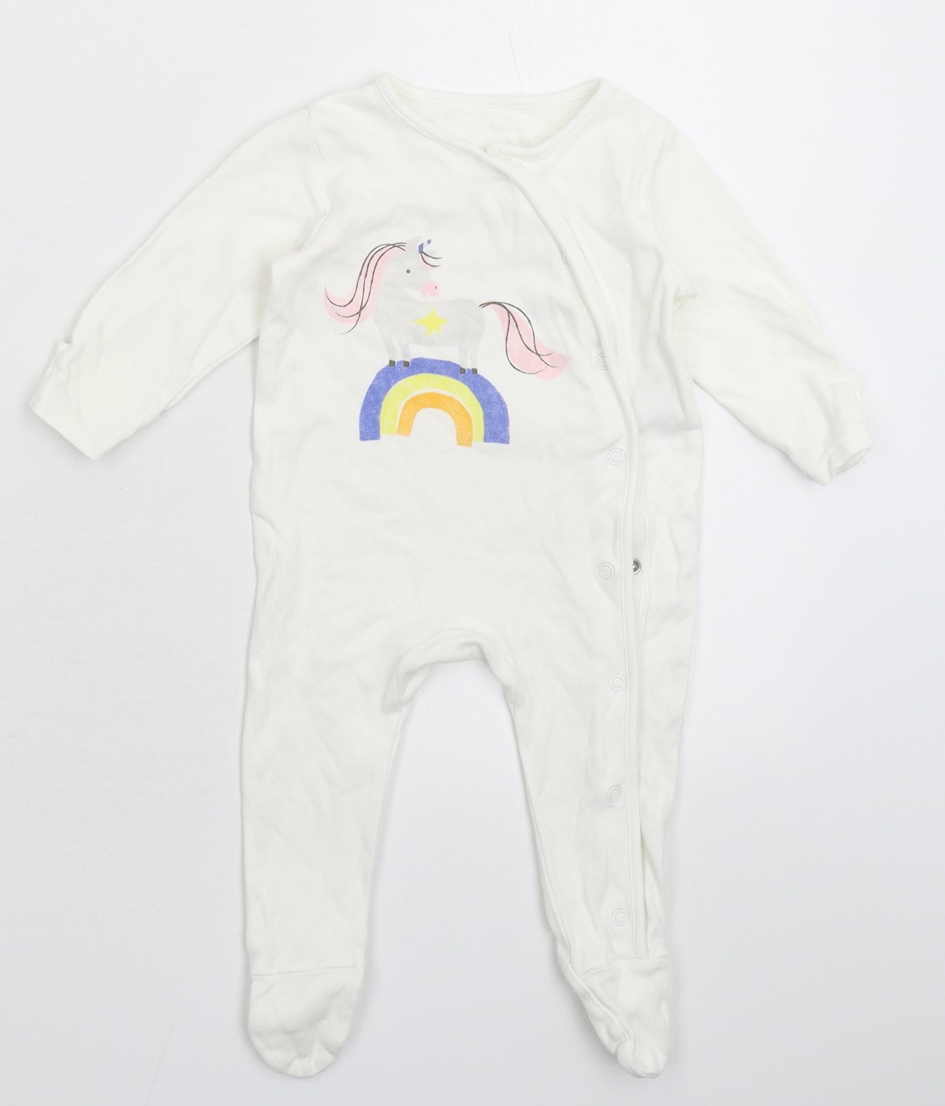 Marks and Spencer Baby White   Babygrow One-Piece Size 3-6 Months