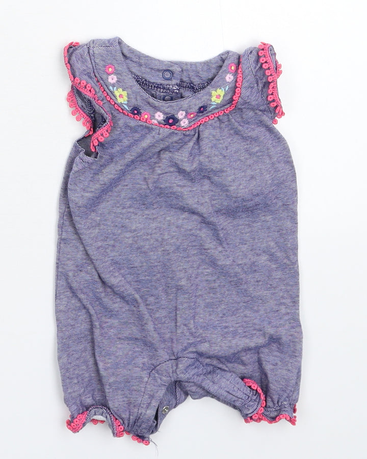 F&F Girls Blue Striped Babygrow One-Piece Size 3-6 Months