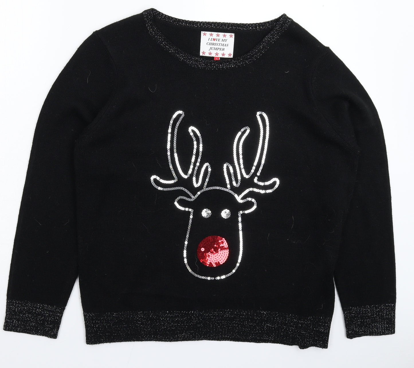 I Love My C Womens Black  Knit Pullover Jumper Size L  - Christmas