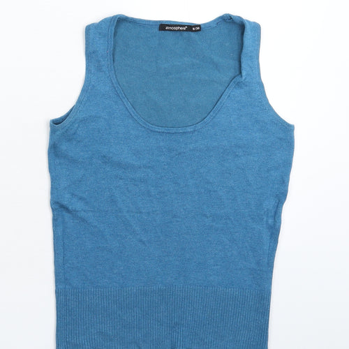 Atmosp Womens Blue  Knit Basic Tank Size 8