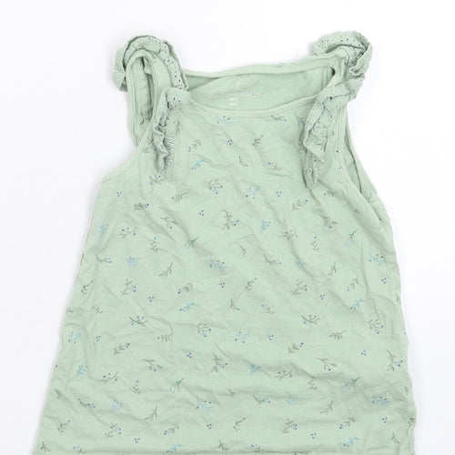 NEXT Girls Green Floral  Basic Tank Size 5-6 Years