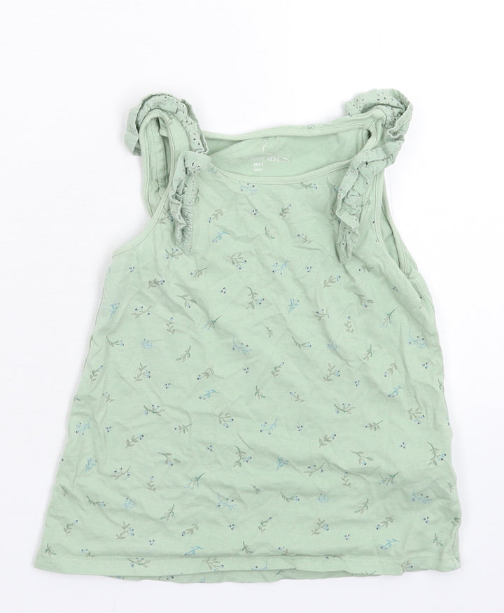 NEXT Girls Green Floral  Basic Tank Size 5-6 Years