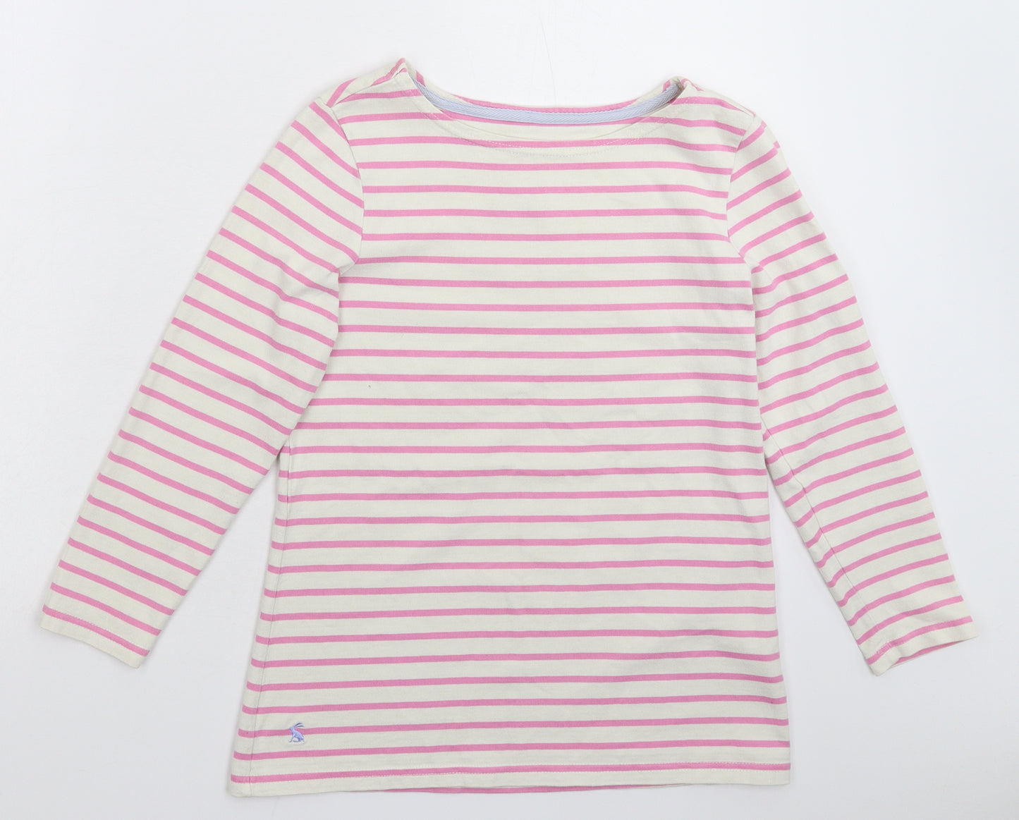 Joules Womens White Striped  Pullover Sweatshirt Size 8