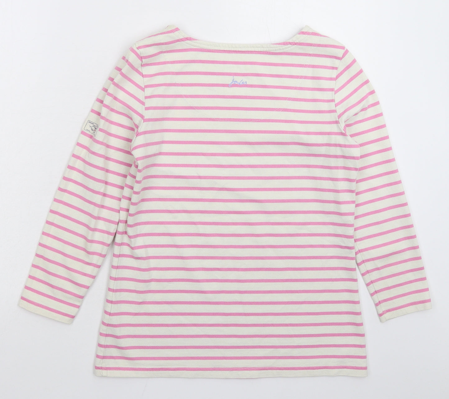 Joules Womens White Striped  Pullover Sweatshirt Size 8