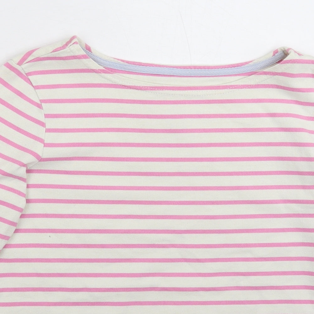 Joules Womens White Striped  Pullover Sweatshirt Size 8