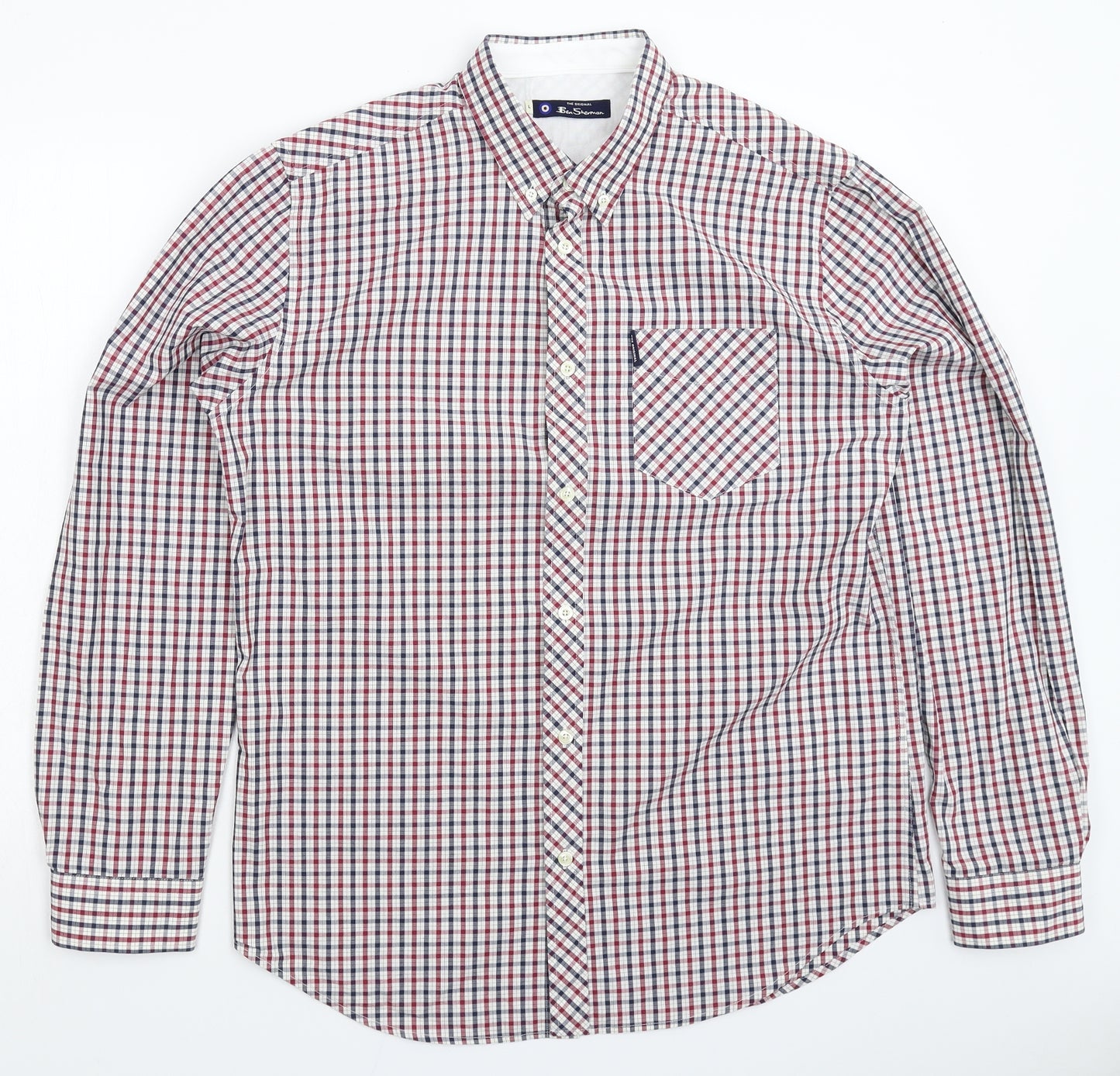 Ben Sherman Mens Multicoloured Check   Dress Shirt Size L