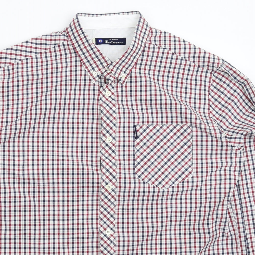 Ben Sherman Mens Multicoloured Check   Dress Shirt Size L