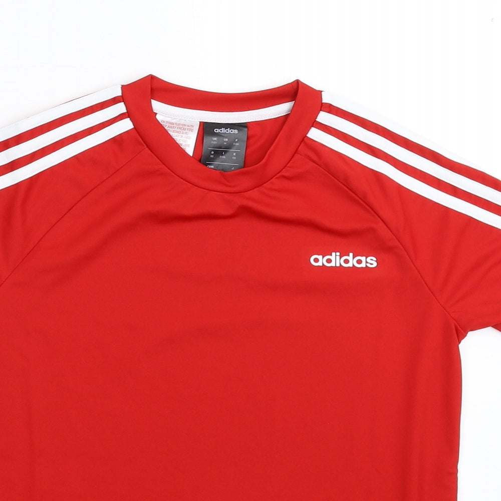 adidas Boys Red Striped  Jersey T-Shirt Size 11-12 Years