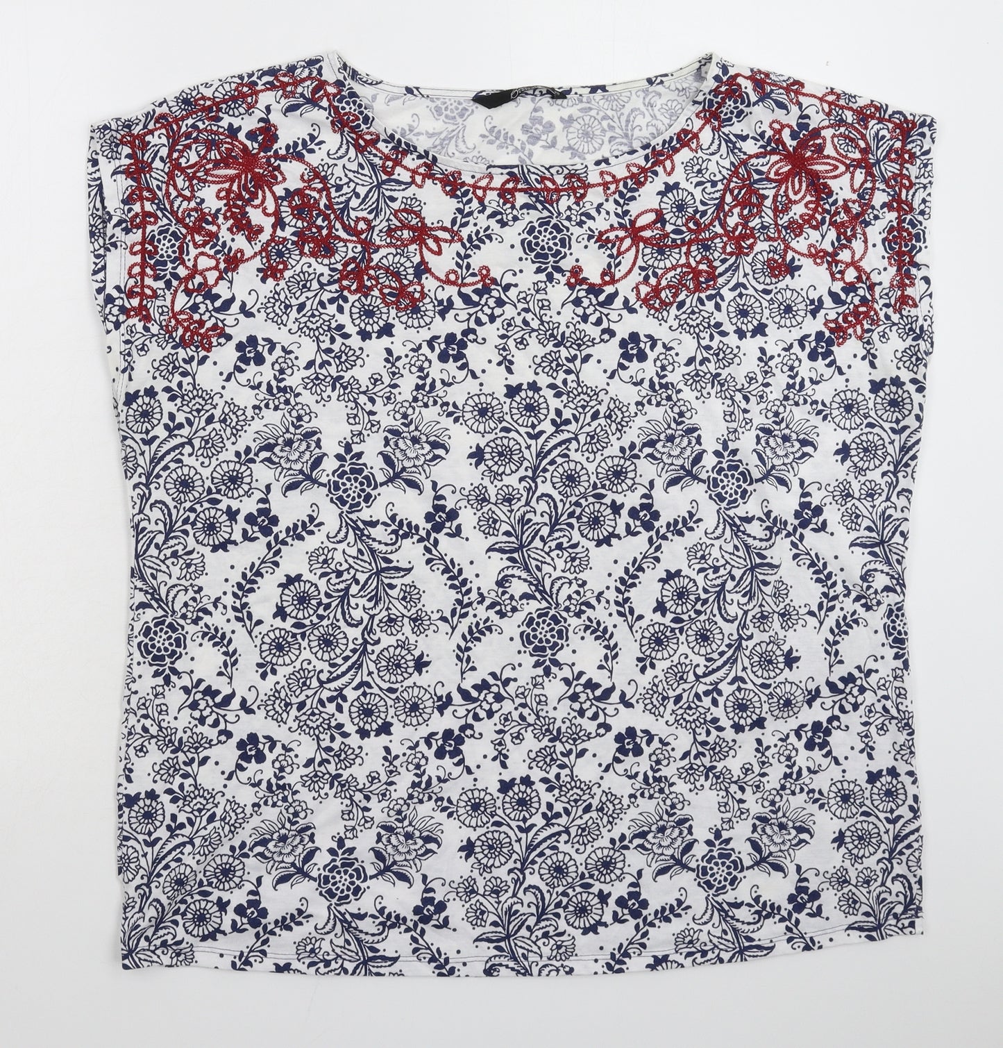 BM Womens White Floral  Basic Tank Size 20