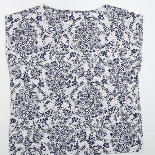 BM Womens White Floral  Basic Tank Size 20