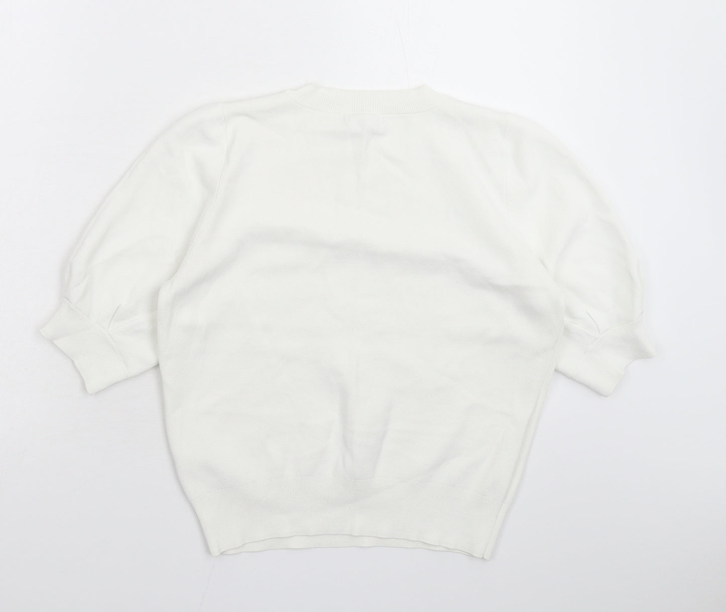 H&M Womens White  Knit Pullover Jumper Size S
