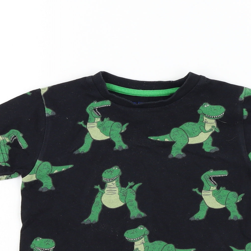 NEXT Boys Black Colourblock  Basic T-Shirt Size 2-3 Years  - dinasour