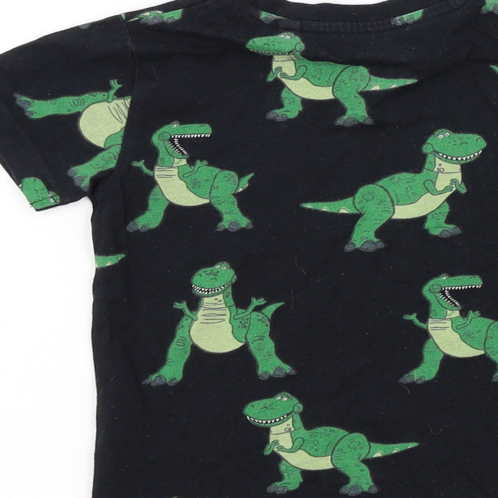 NEXT Boys Black Colourblock  Basic T-Shirt Size 2-3 Years  - dinasour