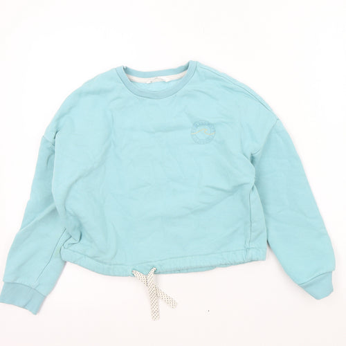 M&S Girls Blue Colourblock  Pullover Sweatshirt Size 9-10 Years