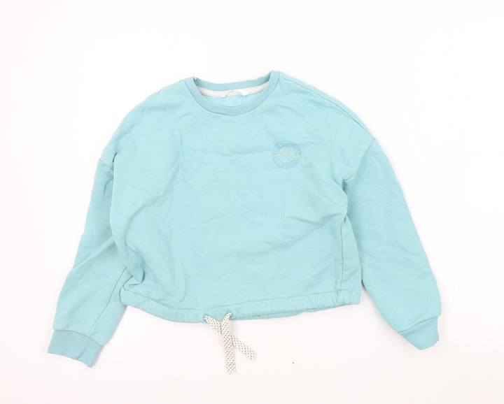 M&S Girls Blue Colourblock  Pullover Sweatshirt Size 9-10 Years