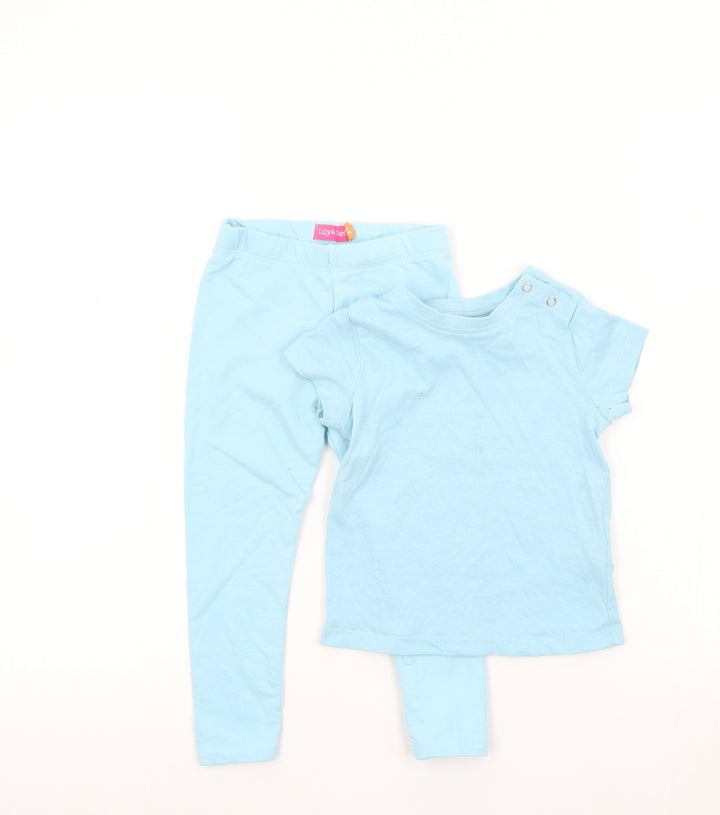 LILY AN DAN Girls Blue Colourblock Trousers Outfit/Set Size 2 Years