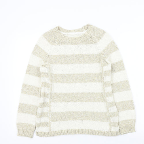 M&S Womens Beige Striped  Pullover Jumper Size 10