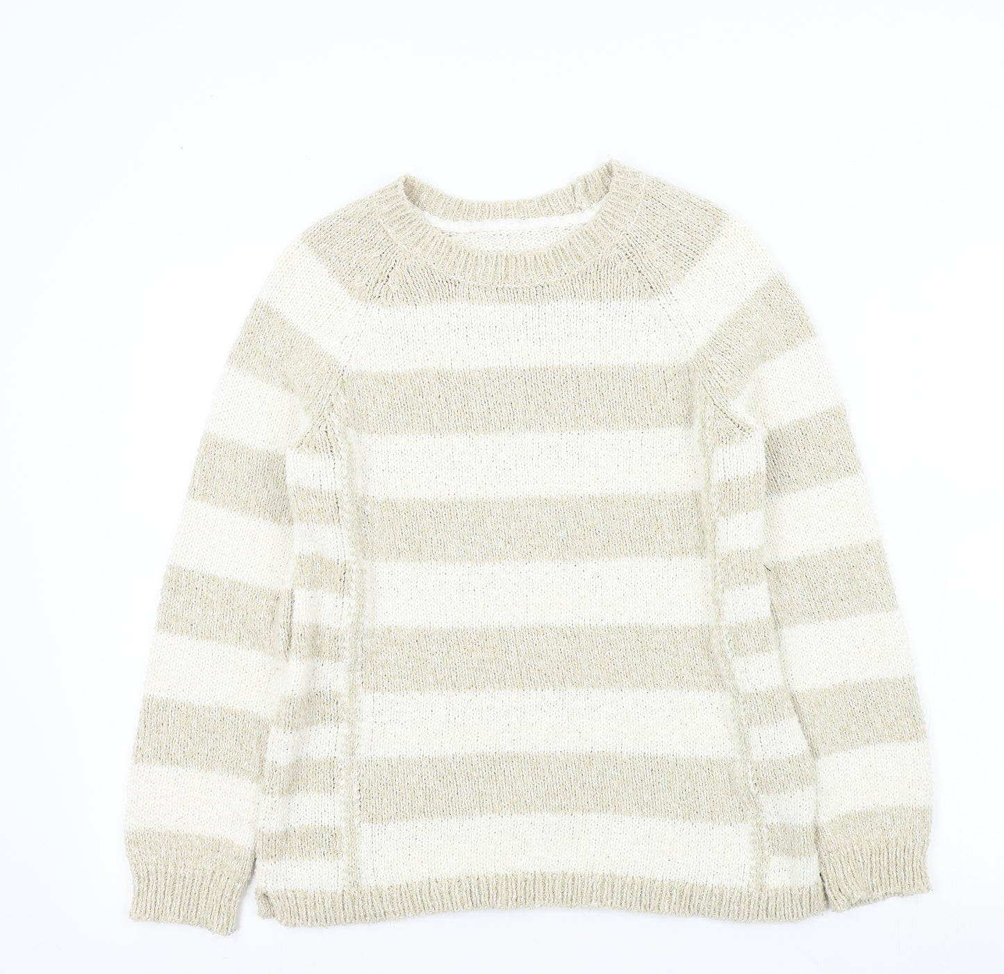 M&S Womens Beige Striped  Pullover Jumper Size 10