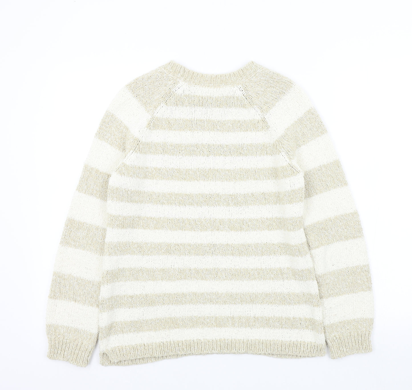 M&S Womens Beige Striped  Pullover Jumper Size 10