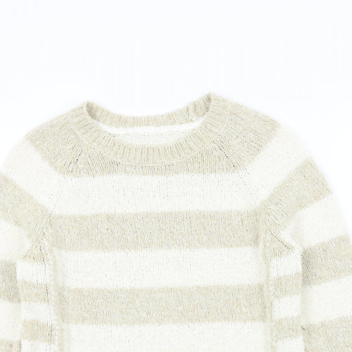 M&S Womens Beige Striped  Pullover Jumper Size 10