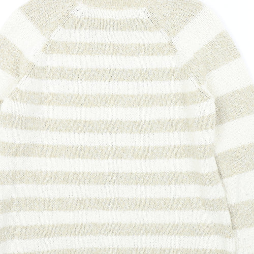 M&S Womens Beige Striped  Pullover Jumper Size 10
