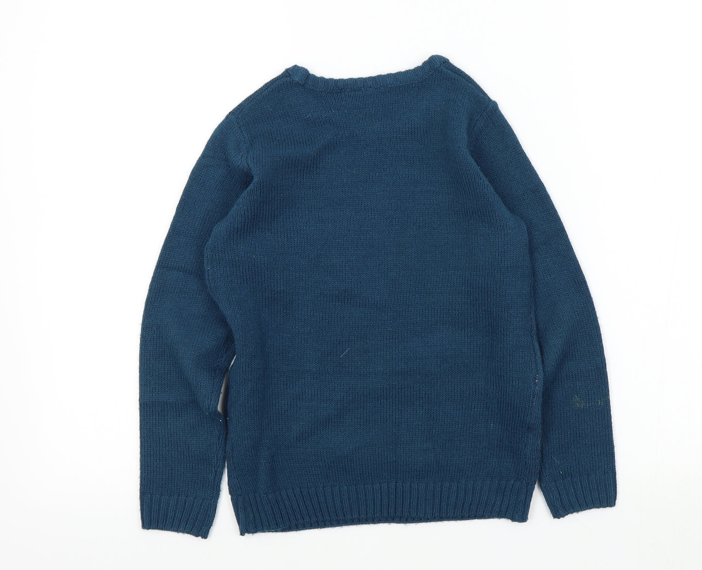 PEPPERTS Boys Blue Colourblock  Pullover Jumper Size 6-7 Years  - Christmas jumper