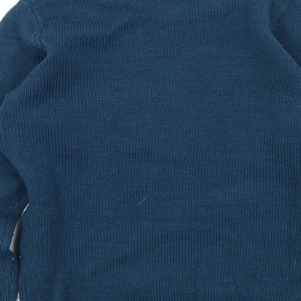 PEPPERTS Boys Blue Colourblock  Pullover Jumper Size 6-7 Years  - Christmas jumper