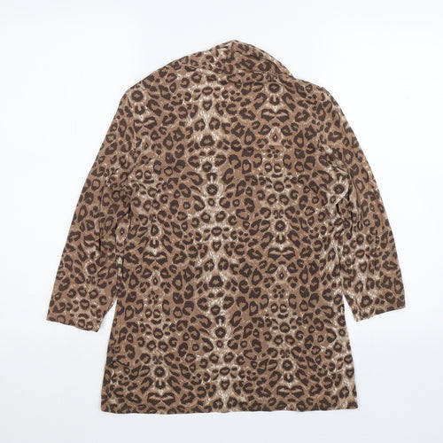 M&S Womens Brown Animal Print  Basic T-Shirt Size 18