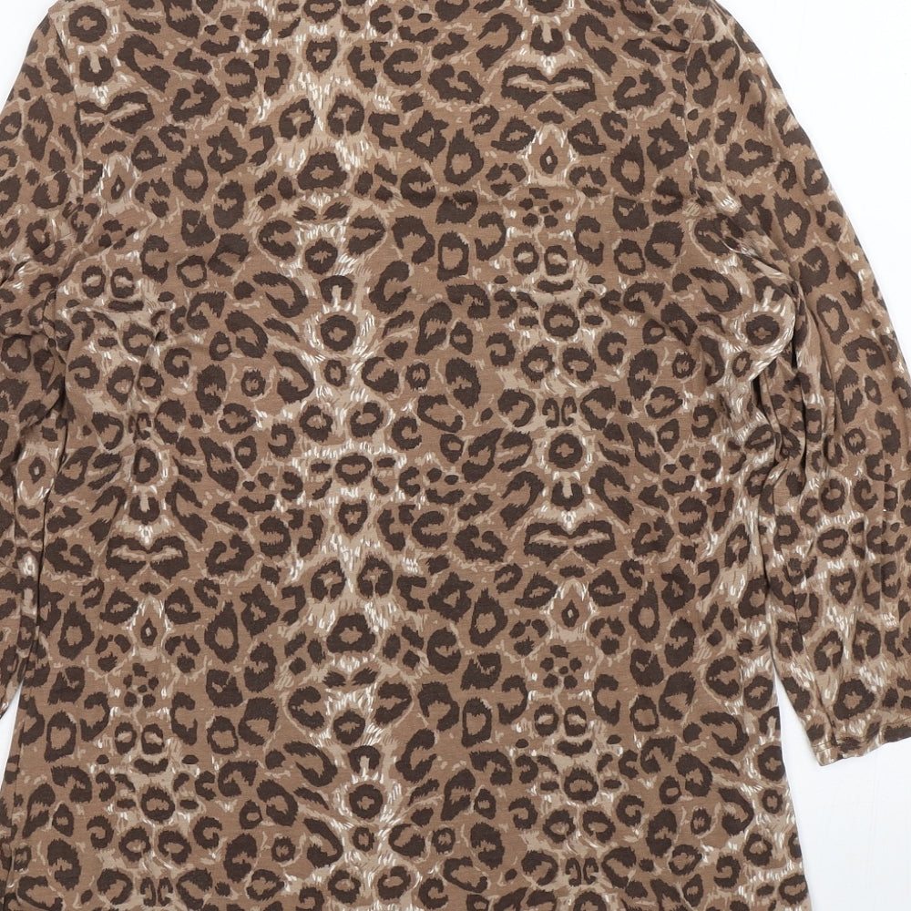 M&S Womens Brown Animal Print  Basic T-Shirt Size 18