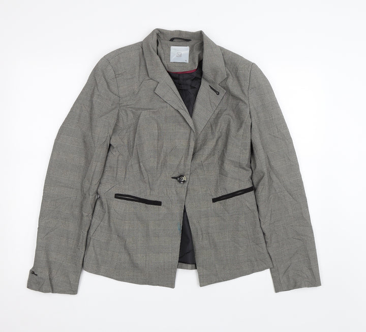 TU Womens Grey Check Jacket Suit Size 12
