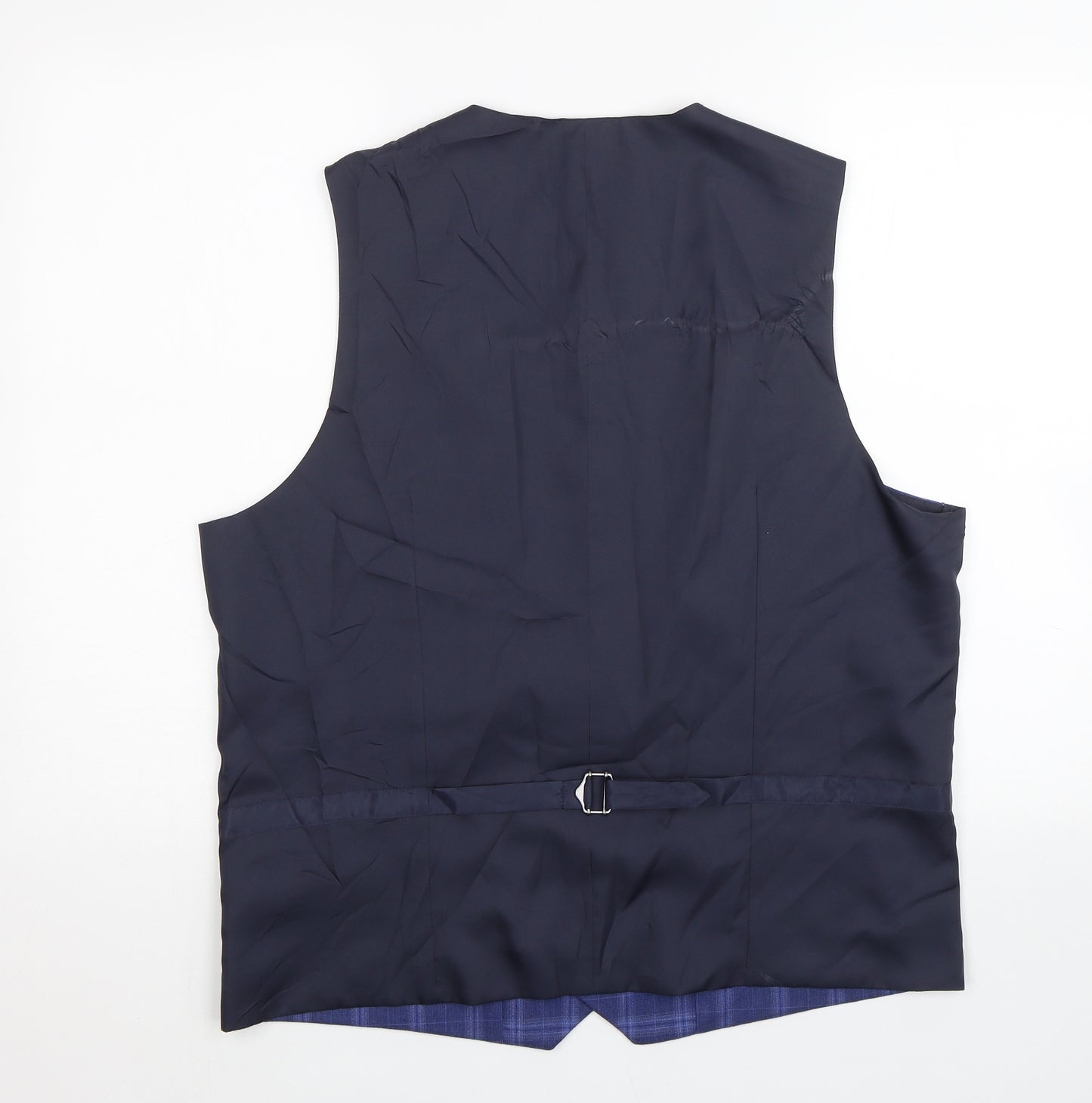 M&S Womens Blue Check  Jacket Suit Waistcoat Size XL