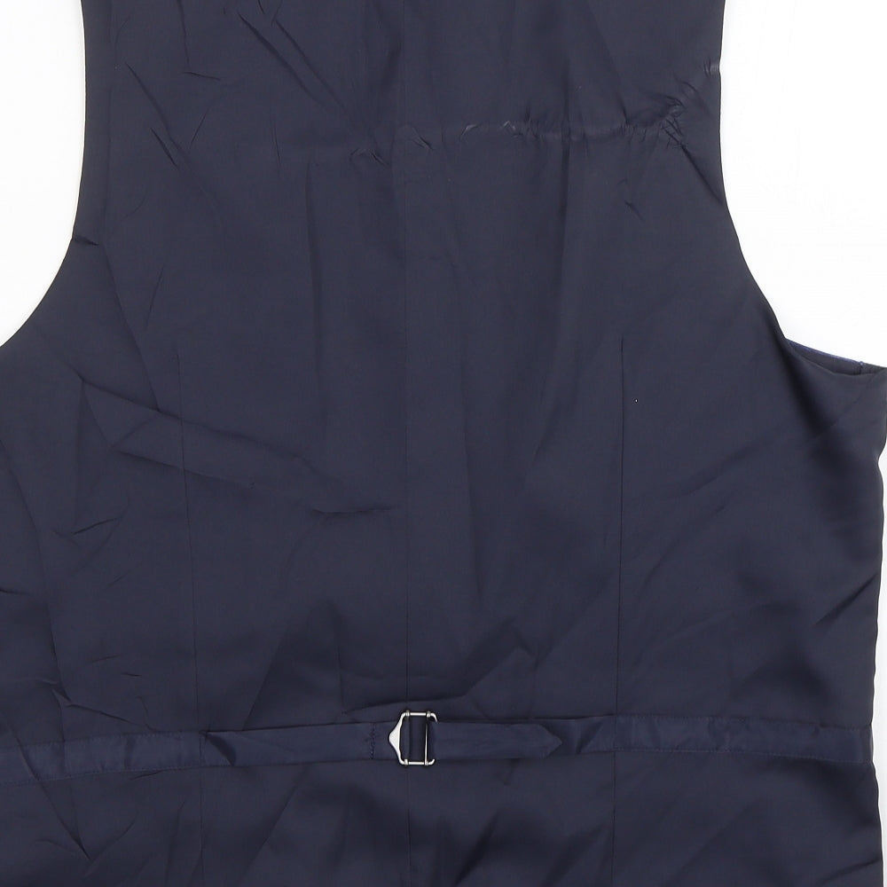 M&S Womens Blue Check  Jacket Suit Waistcoat Size XL