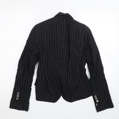 H&M Womens Black Striped  Jacket Suit Jacket Size 6