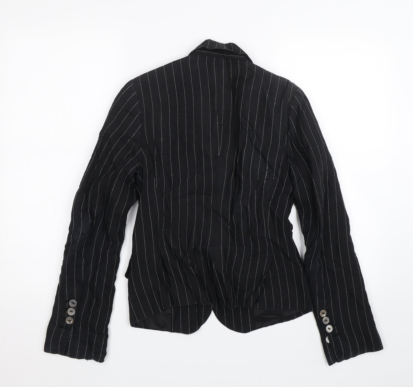 H&M Womens Black Striped  Jacket Suit Jacket Size 6