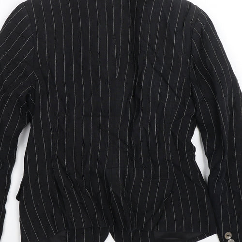 H&M Womens Black Striped  Jacket Suit Jacket Size 6