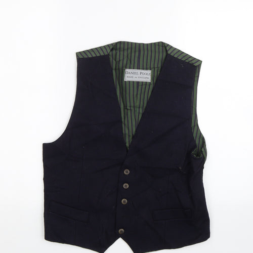 Daniel Poole Mens Blue Striped  Jacket Suit Waistcoat Size M