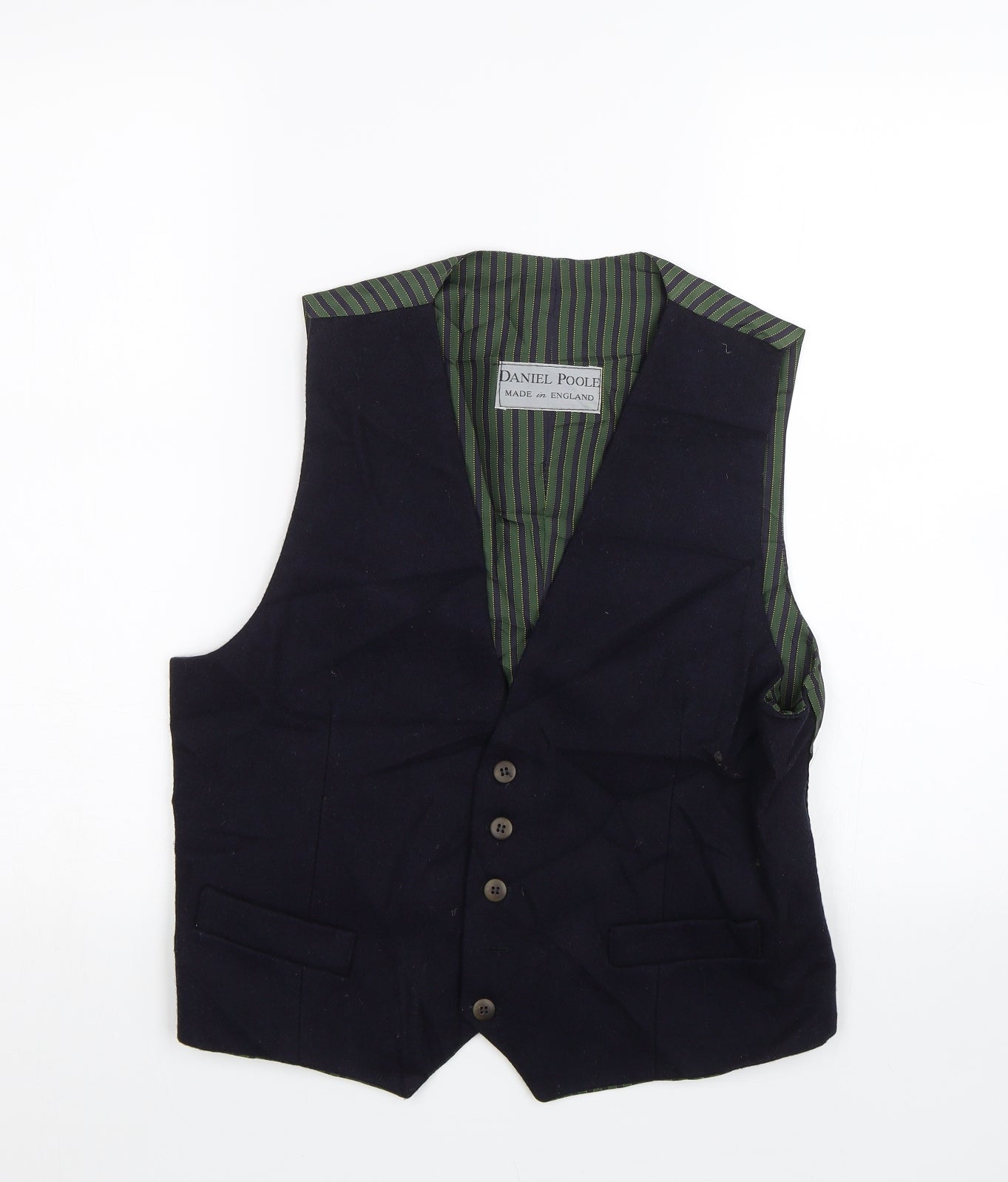 Daniel Poole Mens Blue Striped  Jacket Suit Waistcoat Size M