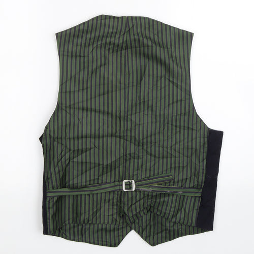 Daniel Poole Mens Blue Striped  Jacket Suit Waistcoat Size M